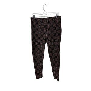 Torrid Womens Size 2 Black & Pink Printed Cotton Blend Stretch Leggings